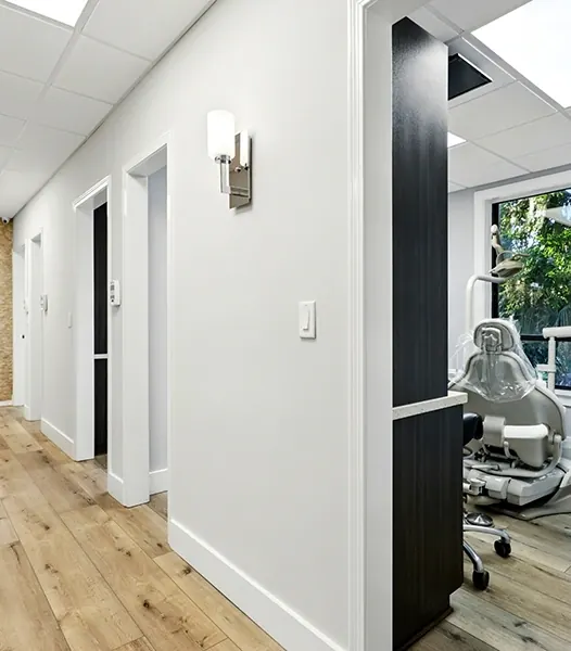 The hallway to the treatment rooms.